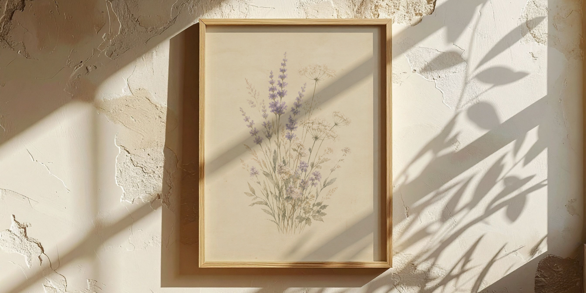 Softly Gathered vintage botanical printable wall art with soft natural sunlight.